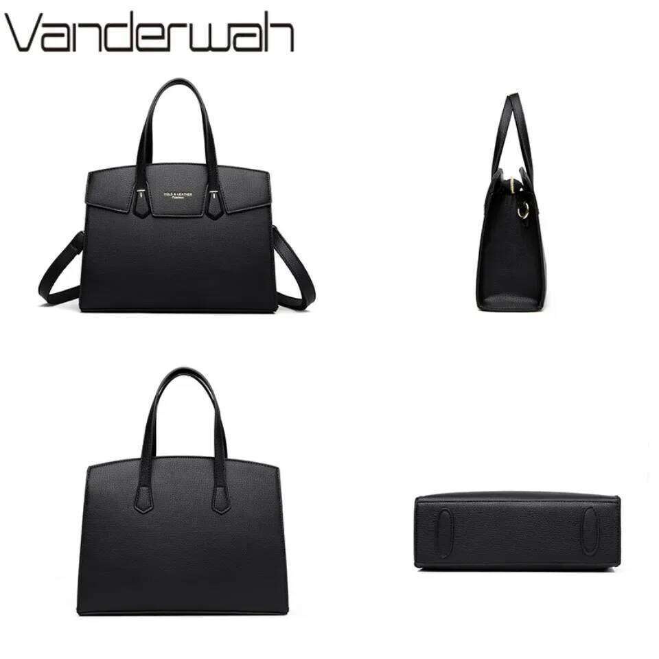 High Quality Soft Leather Women's Handbag Designer Ladies Shoulder Crossbody Female Casual Tote Bag Solid Color Purse