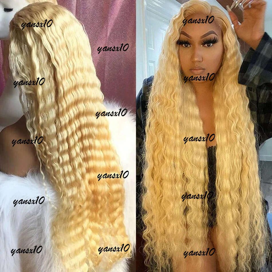 40 Inch 613 Honey Blonde Color Curly Human Hair Deep Wave 13x4 13x6 Hd Lace Frontal Wigs Brazilian Wig for Women 250 Density