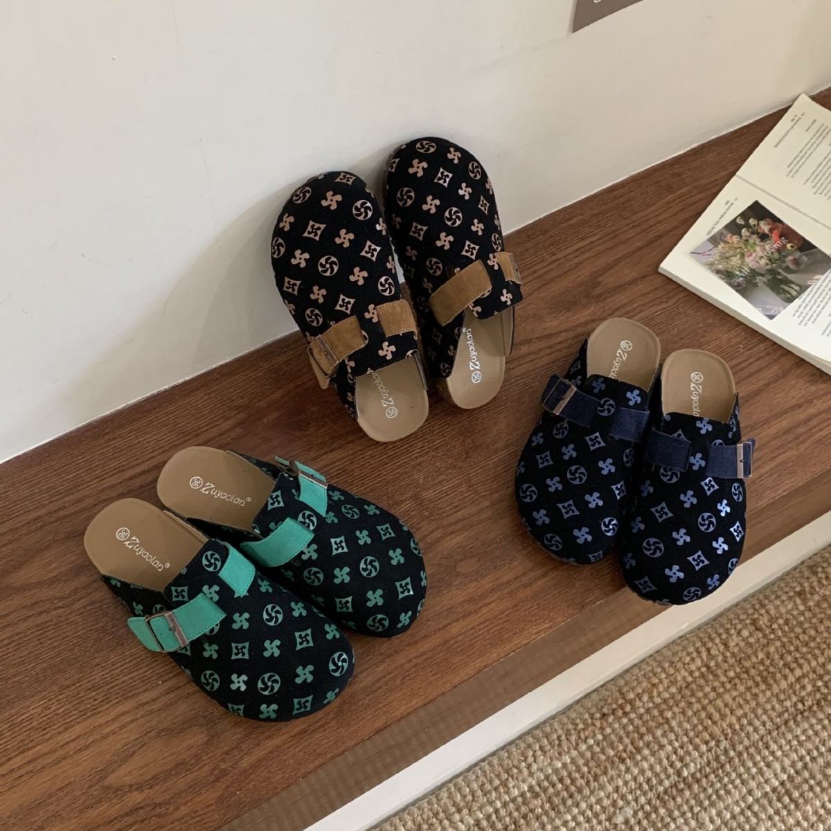 Fashion Versatile Printed Platform Slippers 2025 Autumn New Design Casual Soft Sole Women Shoes