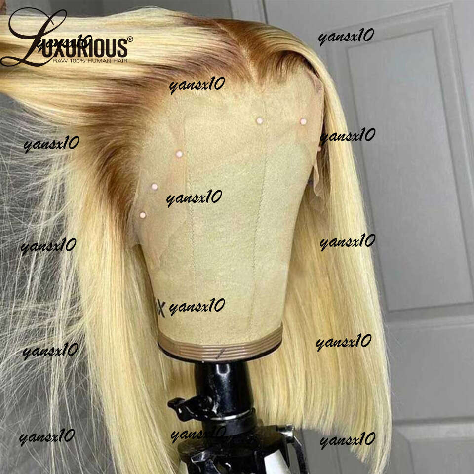 Brazilian Straight Blonde 613 Short Bob Wigs For Women 13x4 Front Human Hair Transparent HD Synthetic Lace Frontal Wig Preplucked