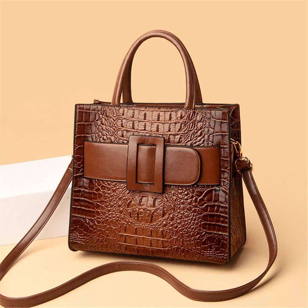 Brand Crocodile Belt Handbags Women Leather Shoulder Designer Crossbody Bags Female Retro Tote Handbag