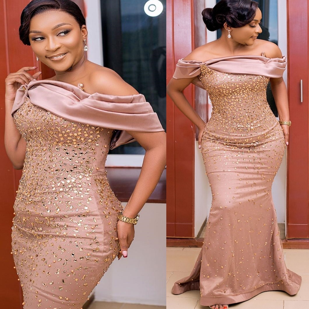 Cerulean Blue Aso Ebi Mermaid Prom Dress with Crystal Embellishments - Elegant Luxury Evenings & Birthdays Formal Party Gowns Reception Dresses