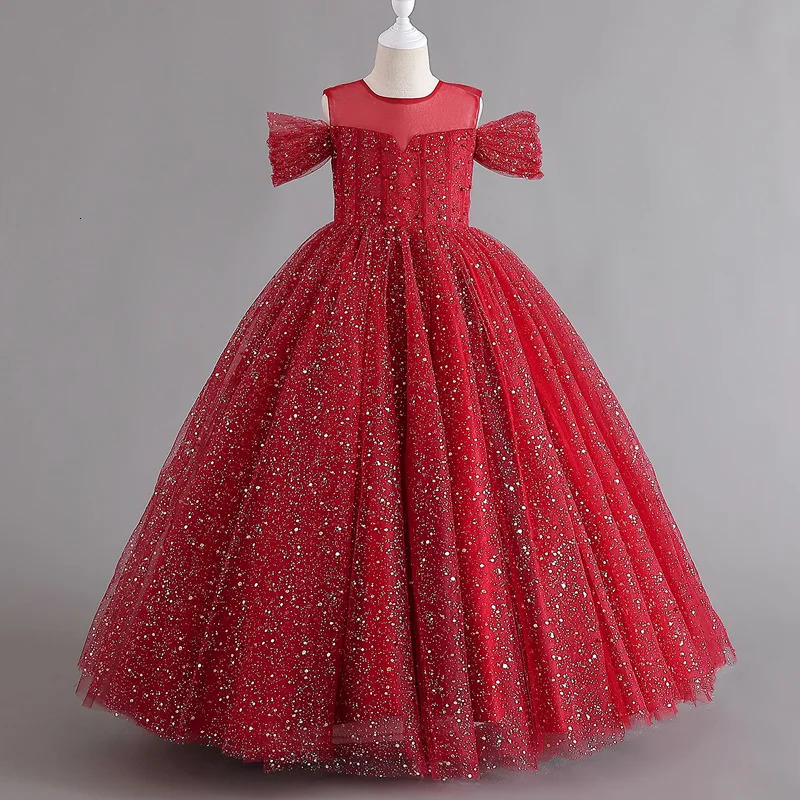 1308 Baby Dresses For Eid Girls Sleeveless Mesh Puffy Princess Length Rainbow Skirt Dinner Piano Performance 250829