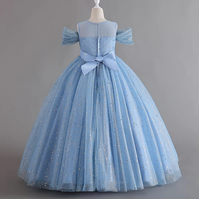 1308 Baby Dresses For Eid Girls Sleeveless Mesh Puffy Princess Length Rainbow Skirt Dinner Piano Performance 250829