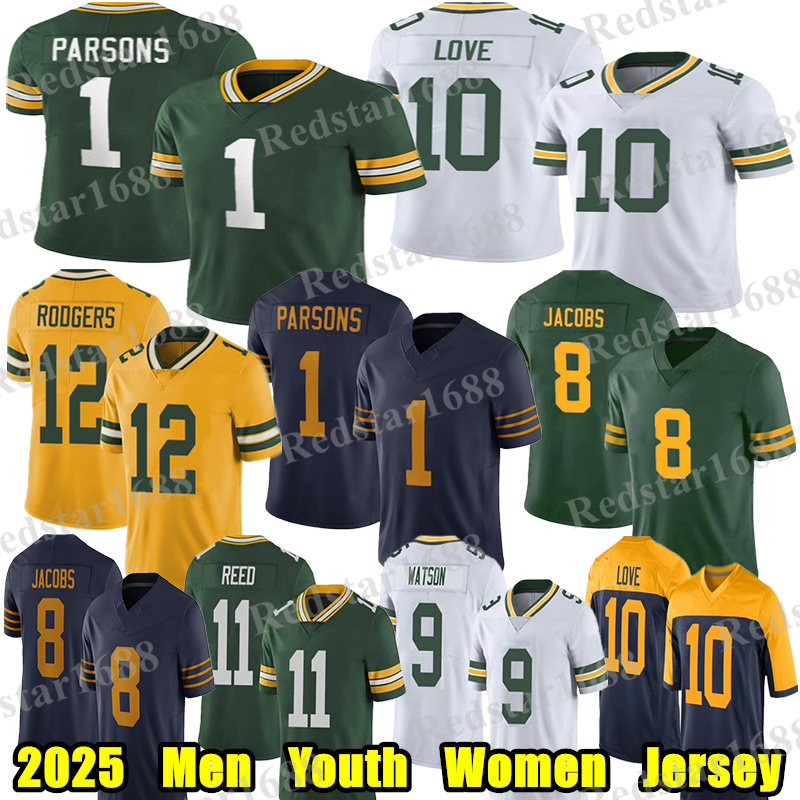 #1 Micah Parsons Football Jersey #22 Matthew Golden Josh Jacobs Love Jayden Reed Edgerrin Cooper Christian Watson Xavier McKinney Rashan Gary Romeo Doubs jerseys