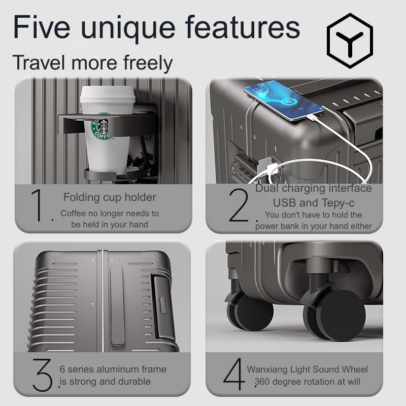 ORMIE Multifunctional Hard Shell Luggage with TSA Lock & 360° Wheels 079