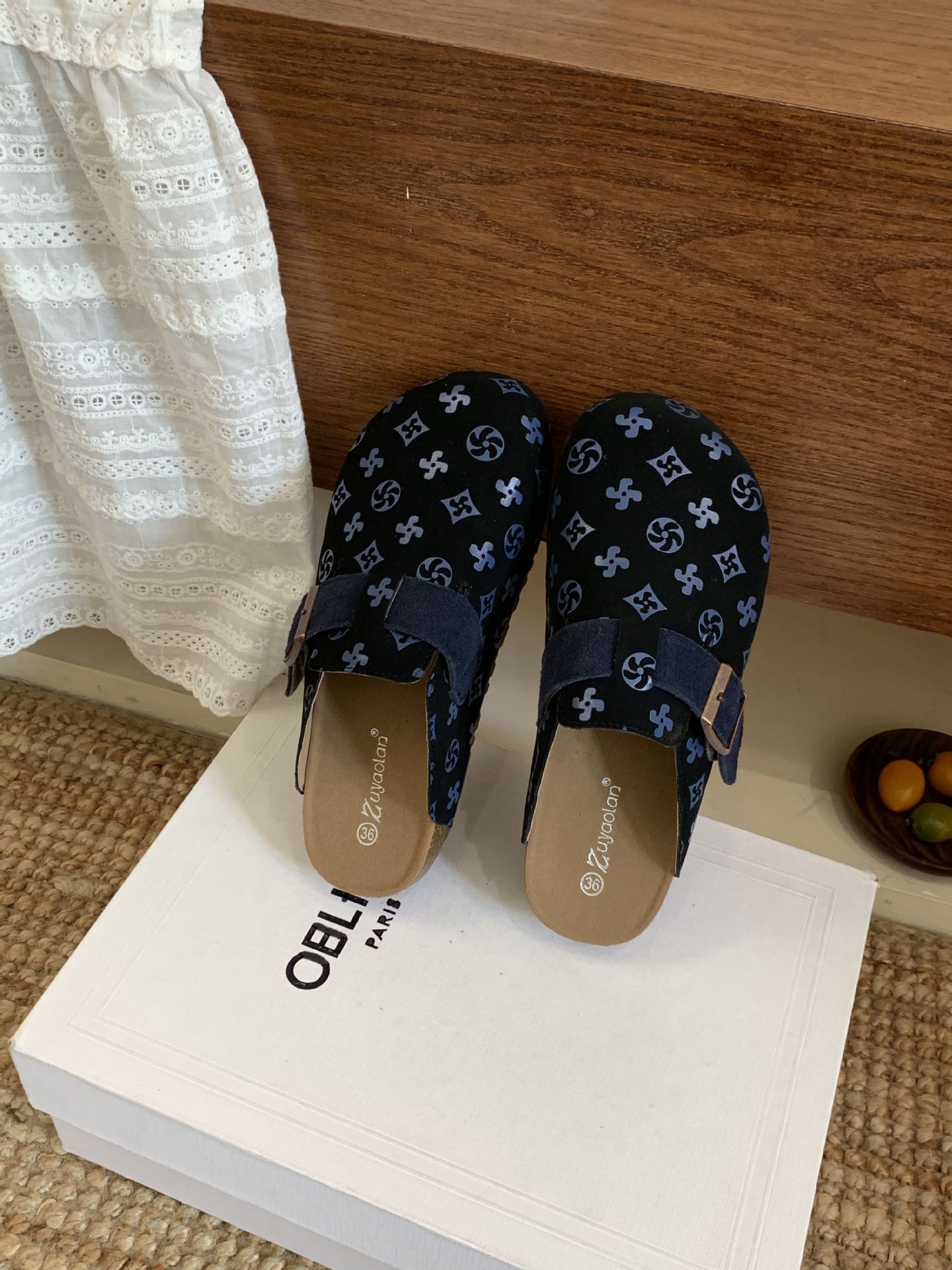 Fashion Versatile Printed Platform Slippers 2025 Autumn New Design Casual Soft Sole Women Shoes