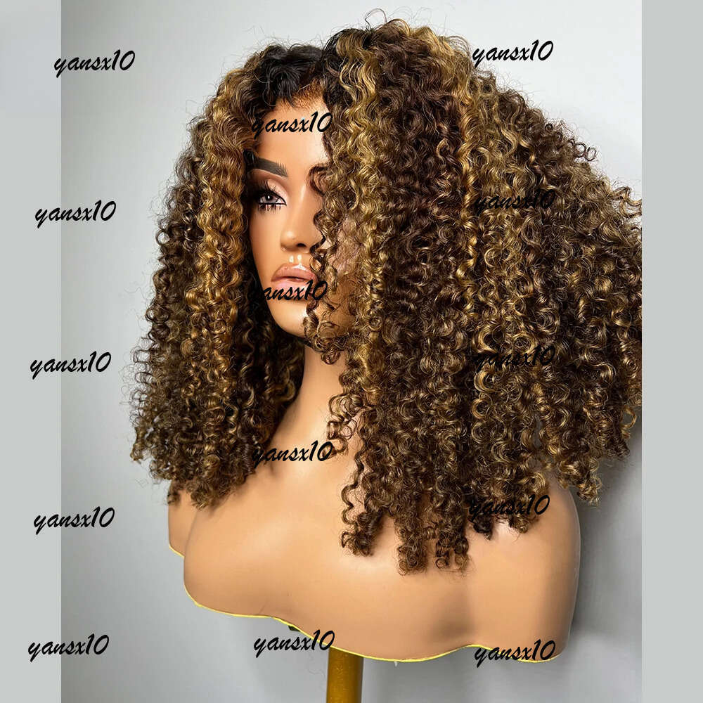 180density Brazilian Kinky 13x4 Frontal Wig Glueless Human Hair 4C Afro Curly Front Synthetic HD Lace Closure Wigs dd