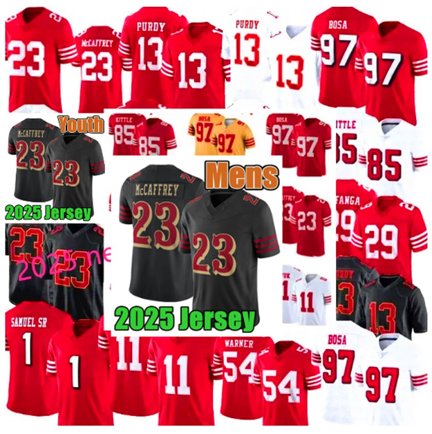 San Francisc 49err Football Jerseys Christian McCaffrey Brock Purdy George Kittle Football Fred Warner Nick Bosa Ricky Pearsall Jauan Jennings Brian Robinson