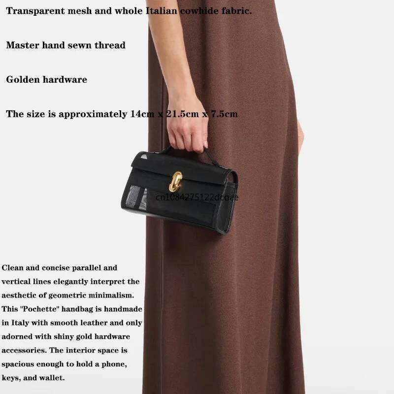 SAVETTE Brand Genuine Leather Symmetry Pochette New Handbags Women's Simple Handbag Small Square Bag Baguette Row Tote Bags