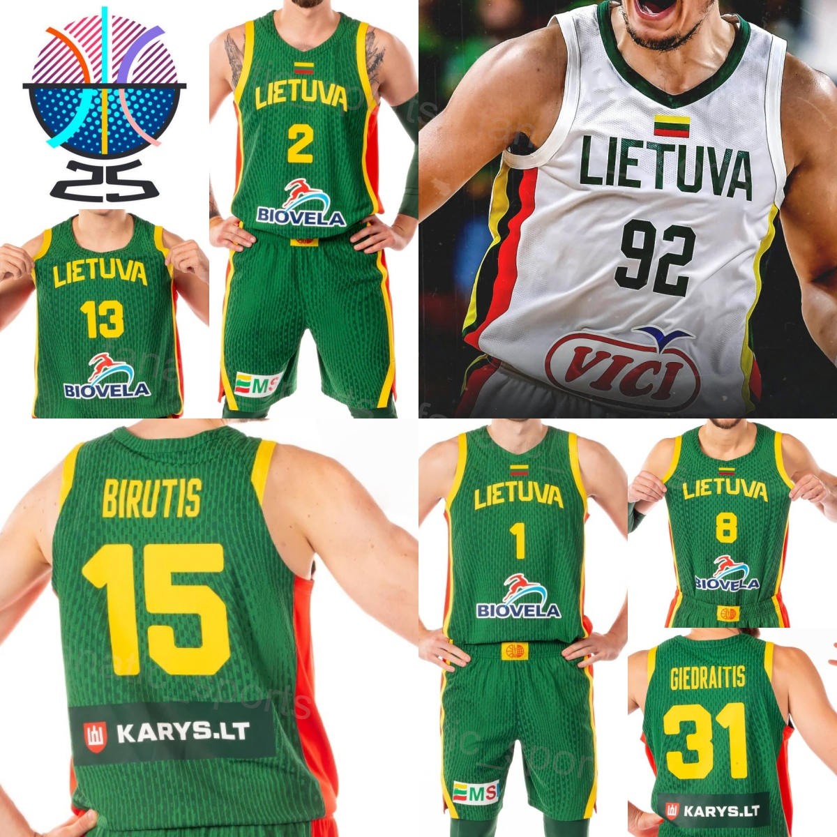 Printed Lithuania Basketball Jersey 2025 EuroBasket 10 Azuolas Tubelis 43 Ignas Sargiunas 1 Marek Blazevic Tadas Sedekerskis Laurynas Birutis Jonas Valanciunas