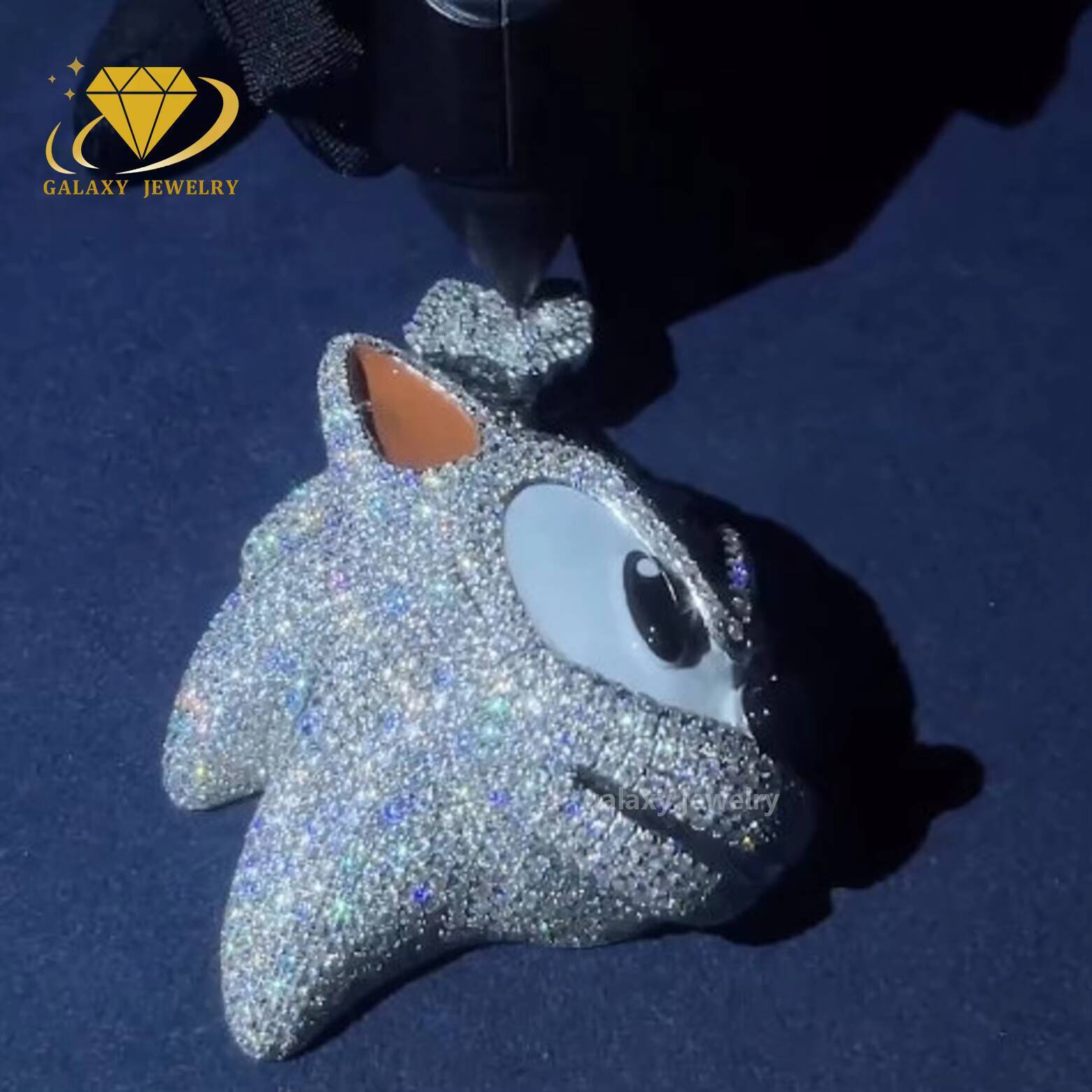 3D Iced Out Pendant 925 Sterling Silver Cuban Chain Cartoon Face Design Custom Hand Made Hiphop Moissanite Puppy Pendant