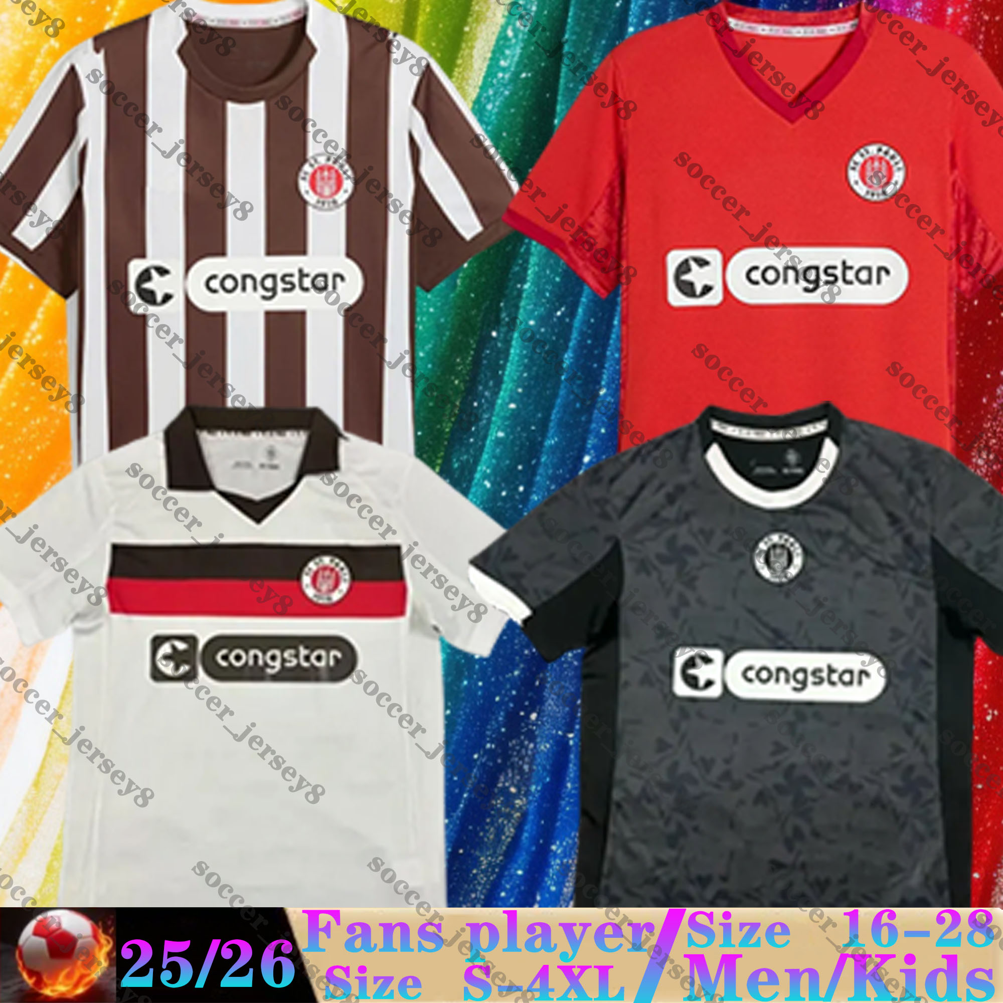 25 26 ST Pauli Soccer Jerseys GUILAVOGUI EGGESTEIN SAAD AFOLAYAN Men top Uniforms BOUKHALFA SMITH WEIBHAUPT SALIAKAS 2025 2026 home Football Shirts kids kits sets