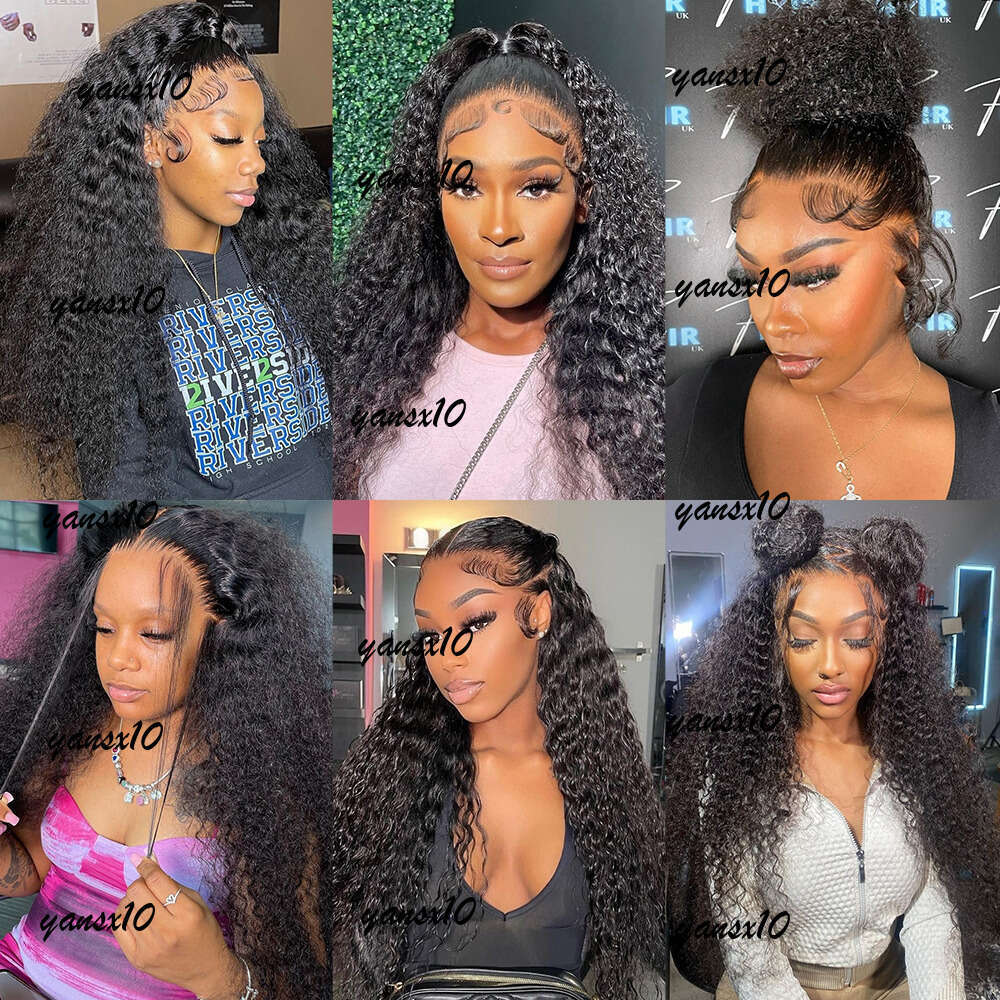 360 Lace Frontal Wig Natural Black Color Kinky Curly Short Bob Simulaiton Human Hair Wigs For Women Synthetic