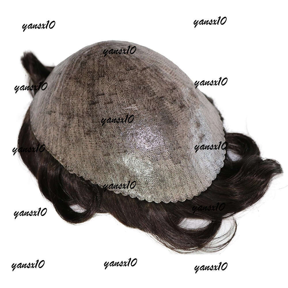 Durable Thin Skin Toupee Full Pu Men's Human Wigs Male Unit Capillary Prosthesis #1B Black Hair Pieces Replacement System