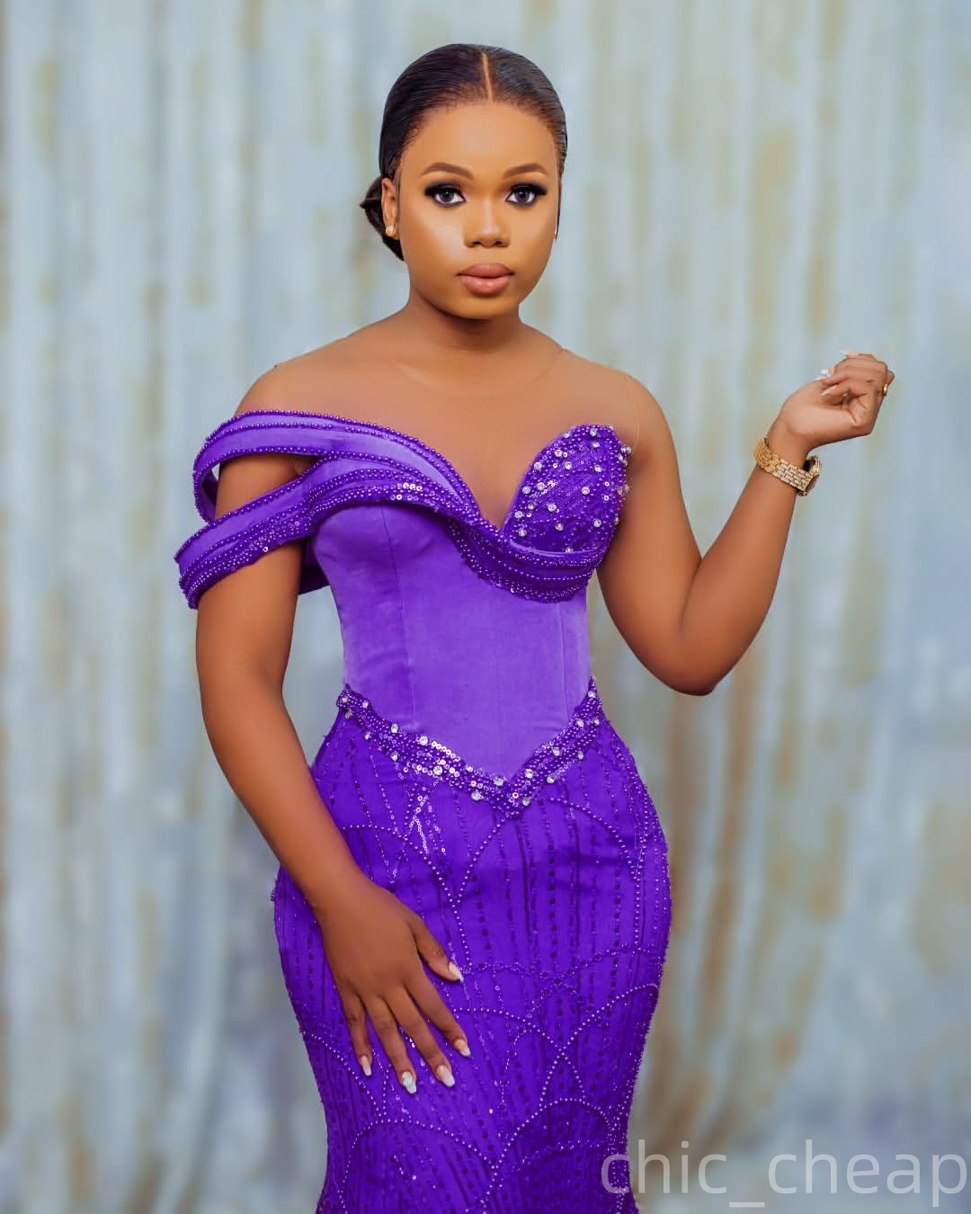 Aso Ebi Purple Mermaid Prom Dress 2025 Beaded Crystals Sequined Sparkly Evening Formal Party Birthday Dresses Robe De Sorrie Reception Gowns For Speci