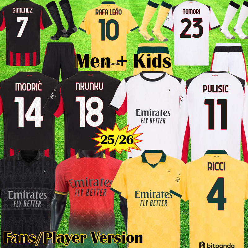 2025 2026 MODRIC NKUNKU aAc MlIAN soccer jerseys RAFA LEAO 25 26 PULISIC RICCI 125TH Anniversary ACM football shirt TOMORI GABBIA 125 Years equipment kids 4TH Kits