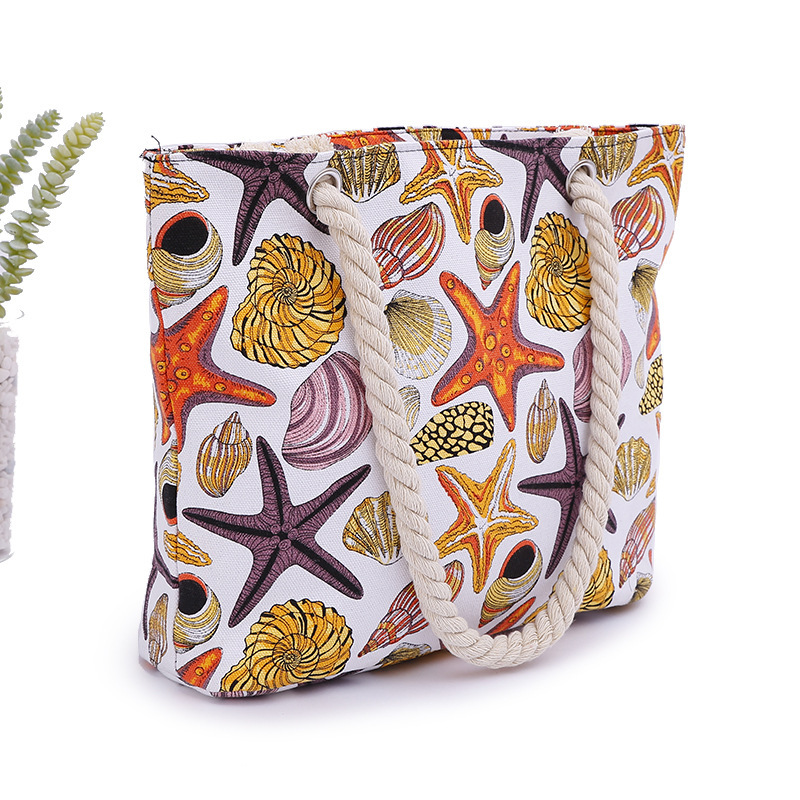 2025 autumn new beach minimalist niche design fashionable large capacity beach bag simple handheld zipper designer shoulder bag bag women's canva