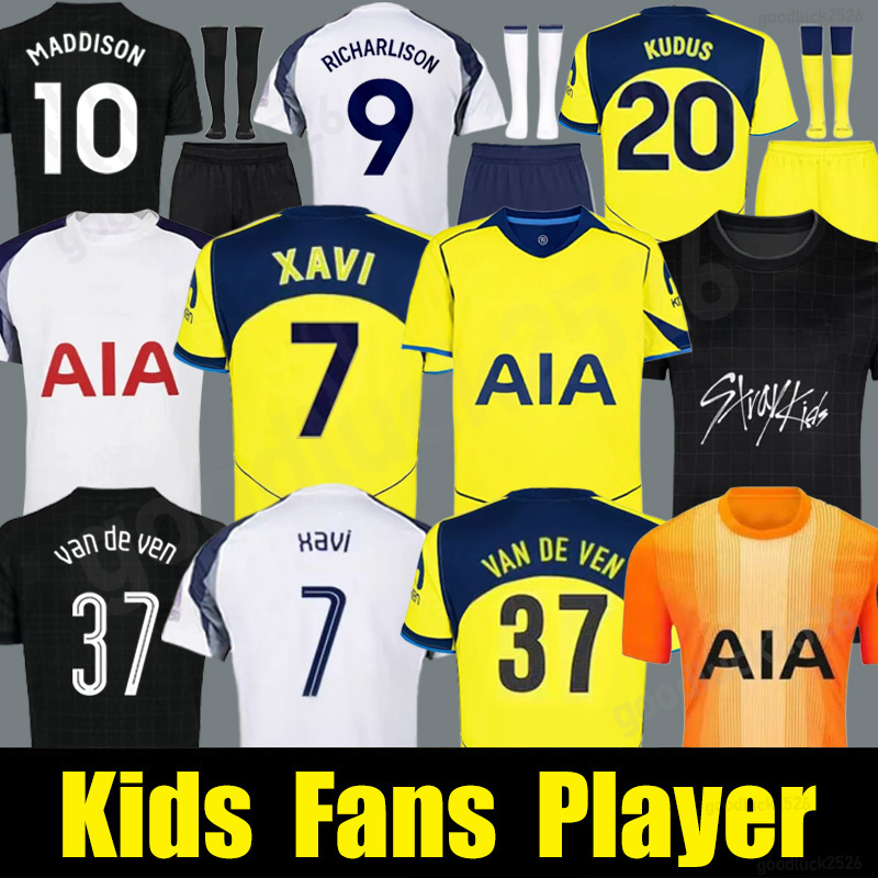 24 25 26 SON Men KIDS Soccer Jerseys Fans player 2025 Winners 2026 ROMERO VAN DE VEN KULUSEVSKI BISSOUMA RICHARLISON PEDRO PORRO Football shirt final MADDISON VICARIO