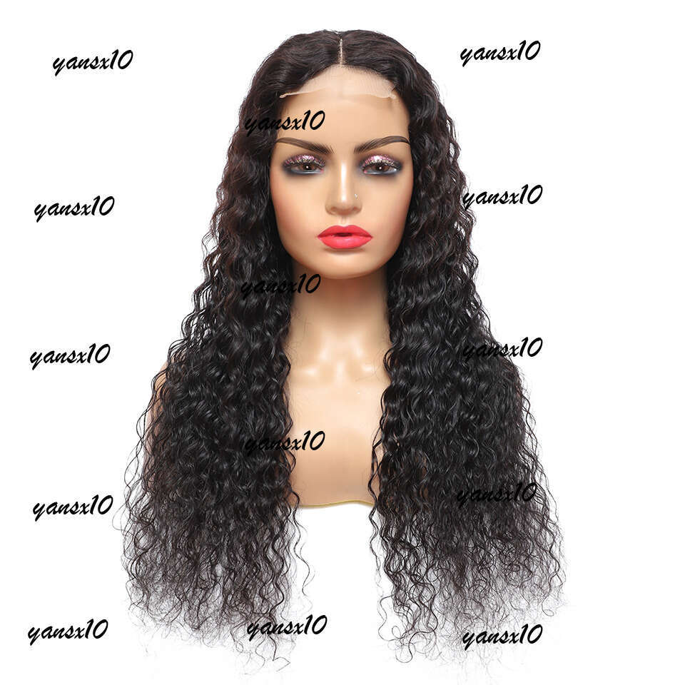 30inch Human Hair 4x4 Front Brazilian Body Lace Cosure Wig Pre Plucked Deep Water Wave Wigs e7