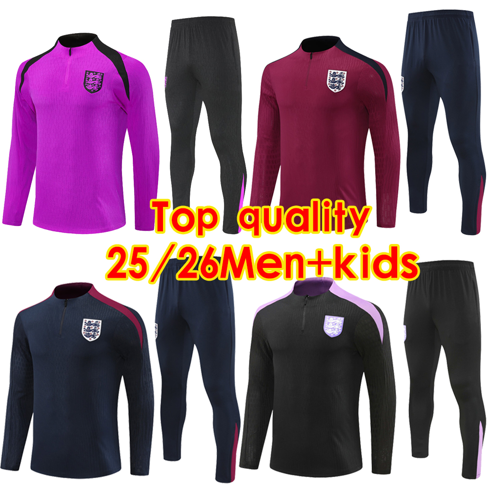 2025 2026 EnglandS soccer tracksuit 25 26 KANE BELLINGHAM FODEN SAKA RICE PALMER Sportswear fottball jacket Training suit men kids Jogger long sleeved tracksuit set
