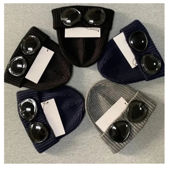 Beanies Winter Glasses Hat Men CP Ribbed Knit Lens Beanie Hip Hop Knitted Hats gift