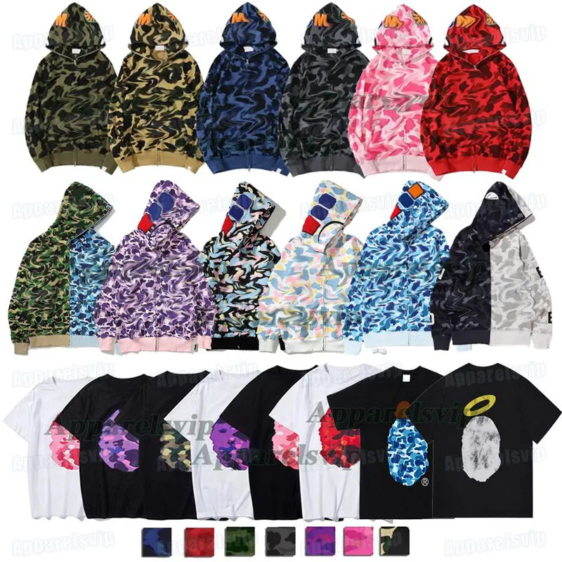 mens hoodies designer hoodie men shark print hoodie Harajuku long sleeve zip up overshirt Print Sweatshirt Casual streetwear fashion clothing daily outfit