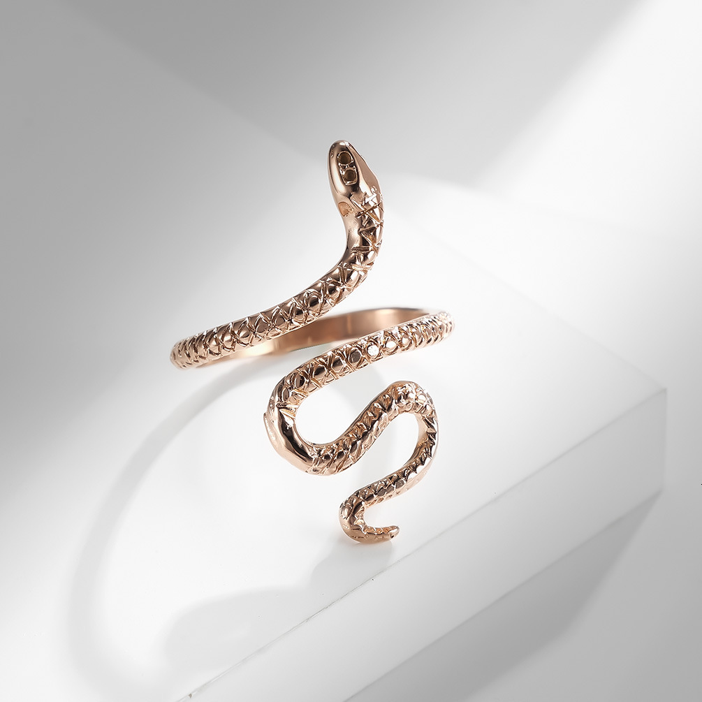 Luxury Brand Designer Jewelry European And American Style Stainless Steel Snake-Shaped Women's Ring Water Snake Venom Snake Beauty Snake Enchanti