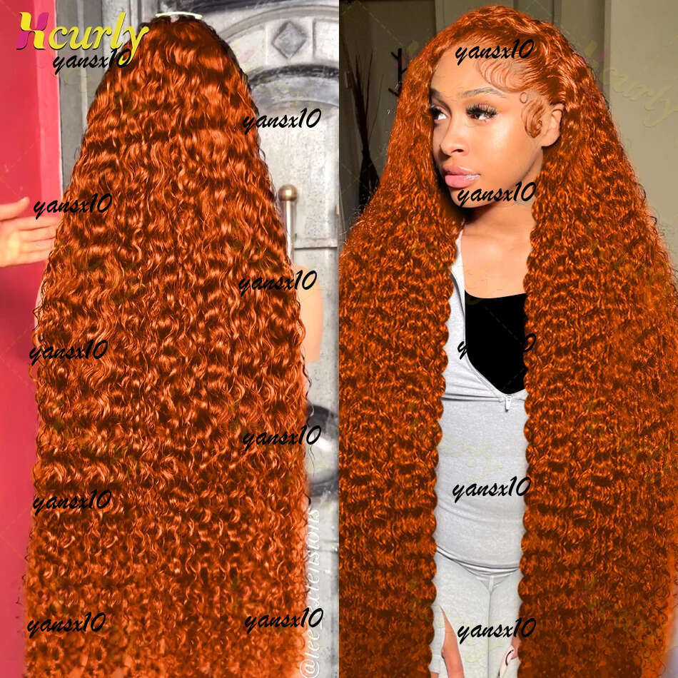 200 Density 350 Orange Ginger Curly Human Hair For Women 13x6 Hd Lace Frontal Deep Wigs Brazilian Water Wave Color Wig