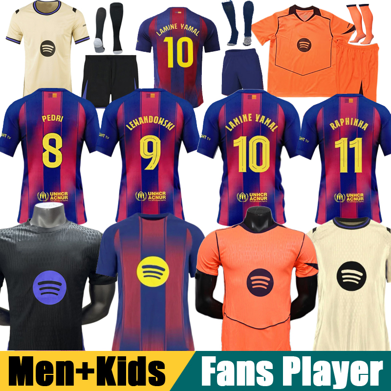 24 25 26 LAMINE YAMAL PEDRI GAVI Soccer Jersey LEWANDOWSKI FERRAN Camiseta De Football Shirt AUBA JOAO CANCELO F. DE JONG 2025 2026 ANSU FATI Football JOAO FELIX Men Kids