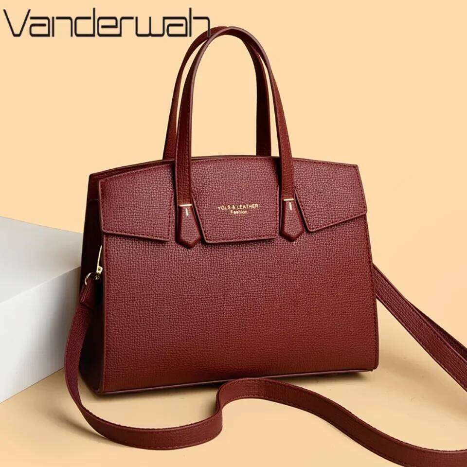 High Quality Soft Leather Women's Handbag Designer Ladies Shoulder Crossbody Female Casual Tote Bag Solid Color Purse