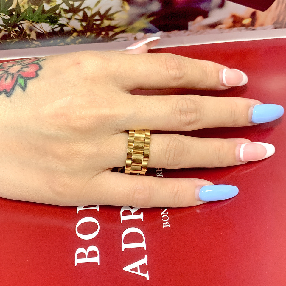 Luxury Brand Designer Jewelry Personalized Titanium Steel Chain Ring Retro Fashion Versatile Stylish Index Finger Ring Hip Hop Disco Band Ring For Men