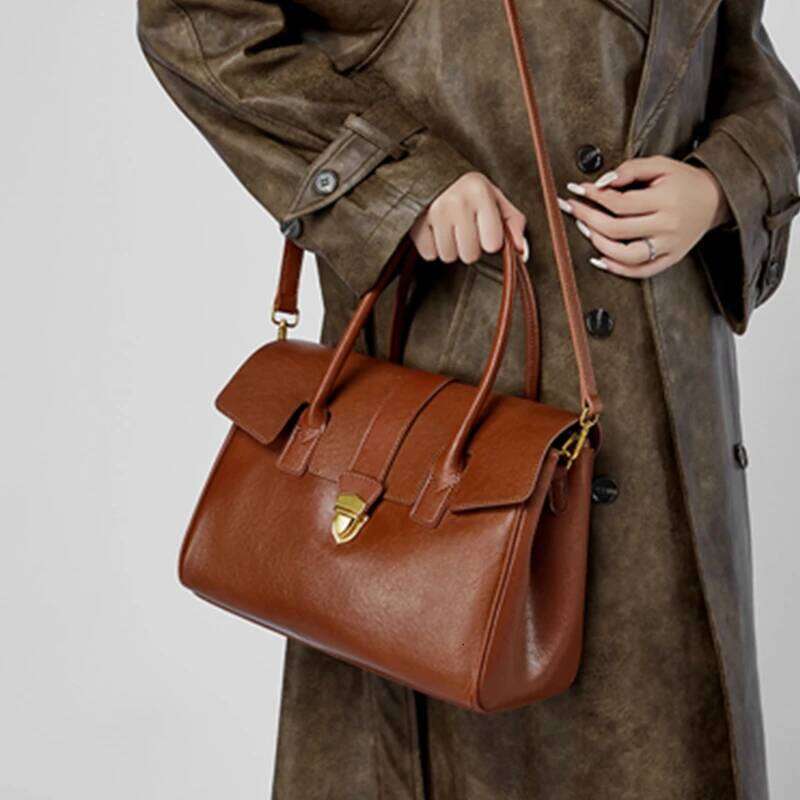 Burminsa Cowhide Genuine Leather Tote Handbags For Women 2025 Designer Satchel Commuter Ladies Shoulder Crossbody Bags