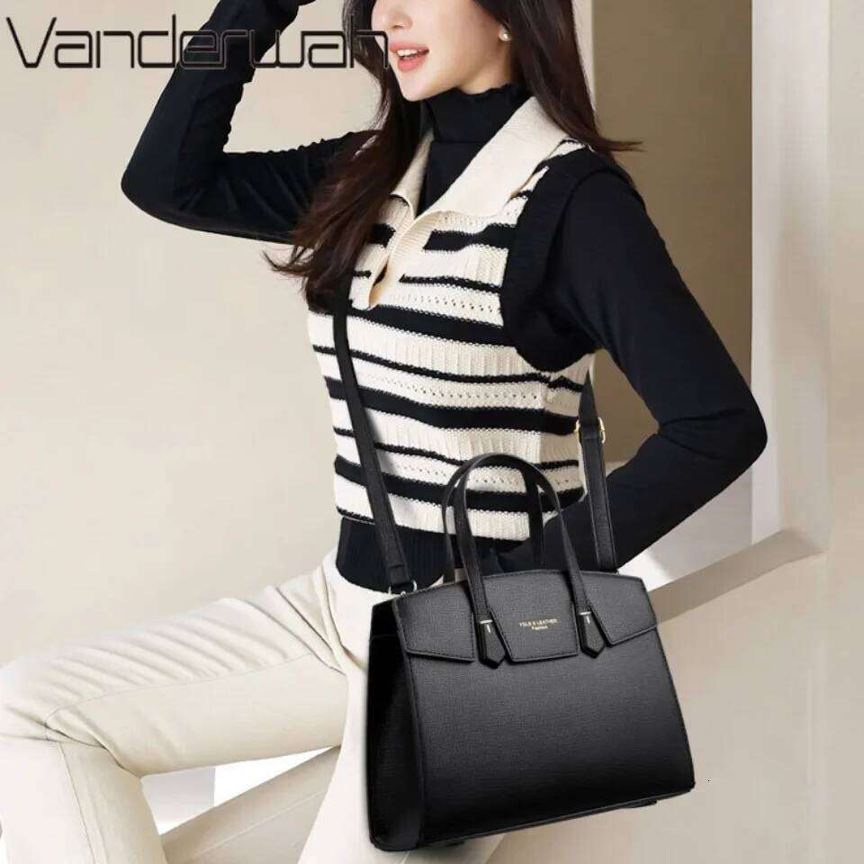 High Quality Soft Leather Women's Handbag Designer Ladies Shoulder Crossbody Female Casual Tote Bag Solid Color Purse