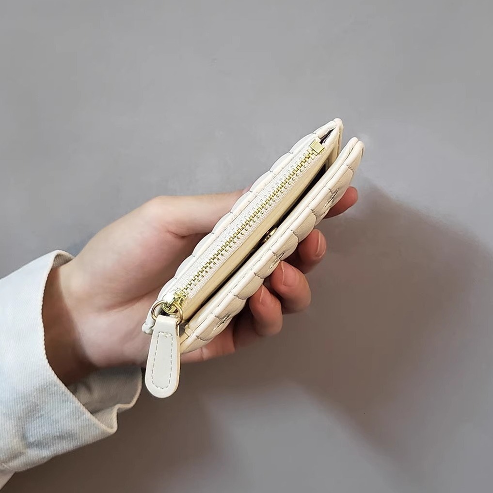 2025 autumn new cream small square Japanese style niche light luxury simple mini elegant women's short coin wallet card bag designer wallet