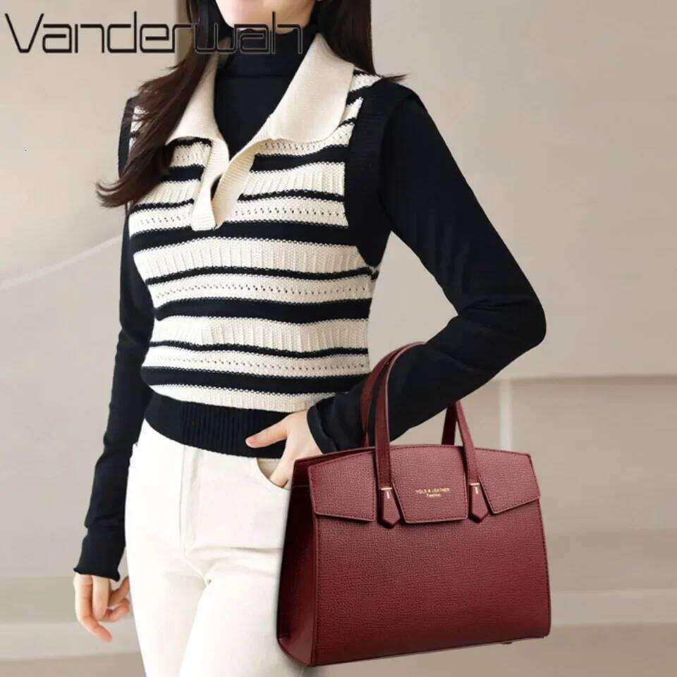 High Quality Soft Leather Women's Handbag Designer Ladies Shoulder Crossbody Female Casual Tote Bag Solid Color Purse