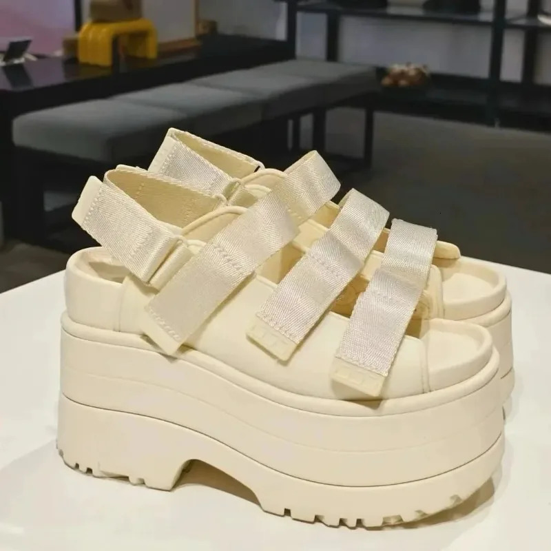 Casual Thick Heel Heightening Magic Tape Sandals Summer Style Roman Versatile Womens Shoes Comfortable SlipOn Sandal 250820