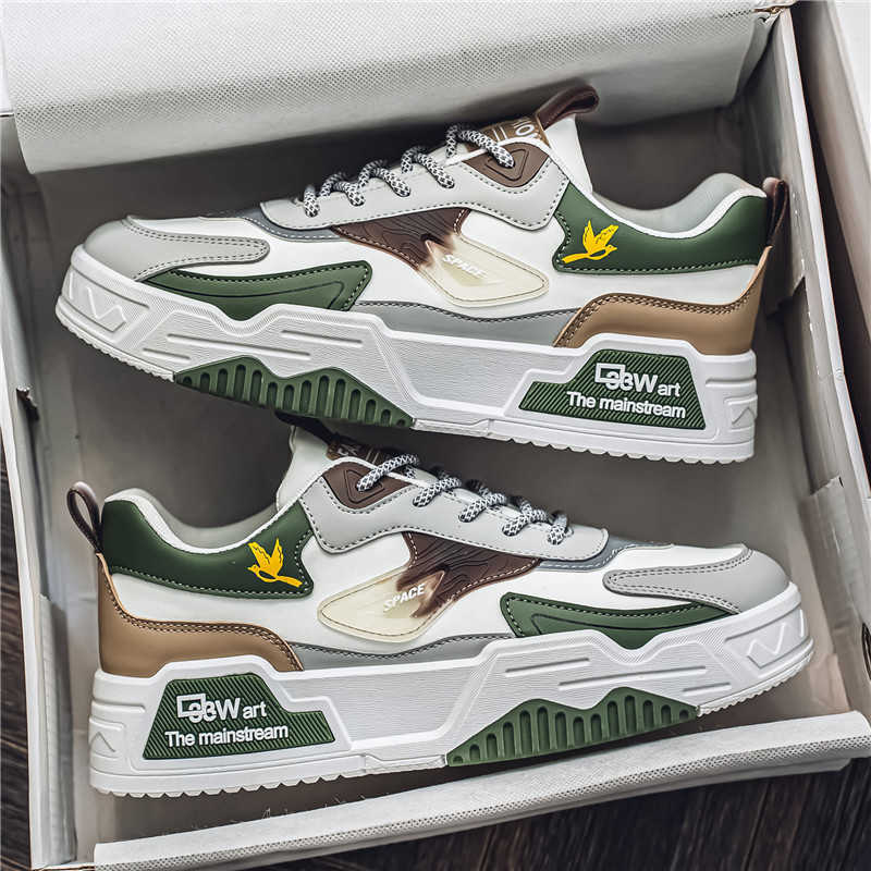 Autumn New Casual Sports Shoes Mens Leather Low-Top Fashion Trend Easiest for Match Running Shoes Men's Skateboard Shoes Suitable for Outdoor Spo