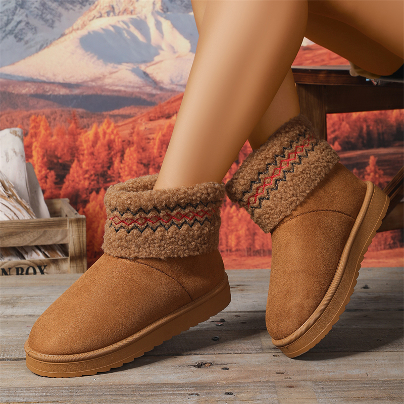 2025 new designer shoes free shipping winter ankle boots Non-slip outdoor casual snow boots women's velvet embroidery cotton shoes for warmth siz