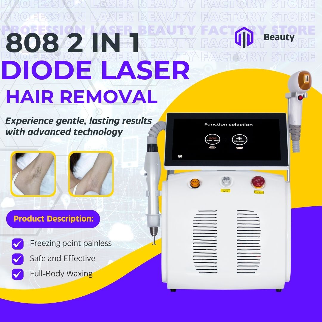 Multifunctional 2-in-1 Machine Picosecond Laser Tattoo Pigment Removal 808 Diode Invasive Permanent Painless Hair Removal