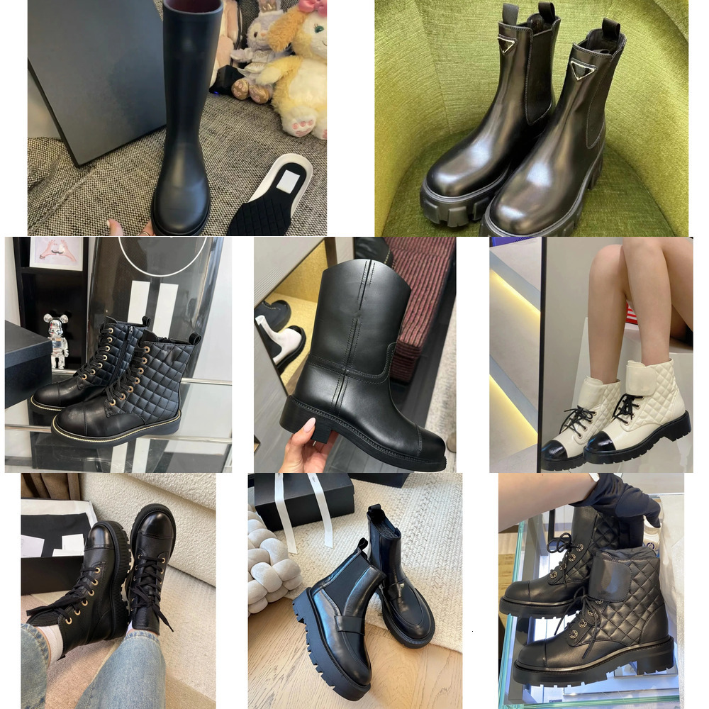 2025 New Thick Bottom English Style Martin Rain chan Fashion Comfortable designer combat Shoes Women Mid Length Short Boots ch ff44linbt top