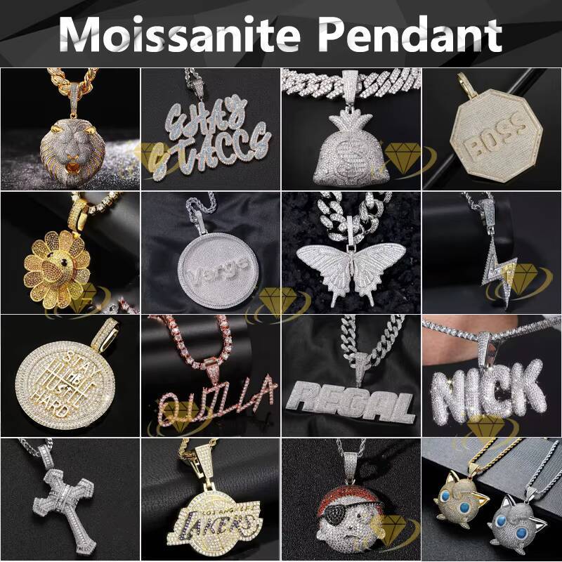 3D Iced Out Pendant 925 Sterling Silver Cuban Chain Cartoon Face Design Custom Hand Made Hiphop Moissanite Puppy Pendant