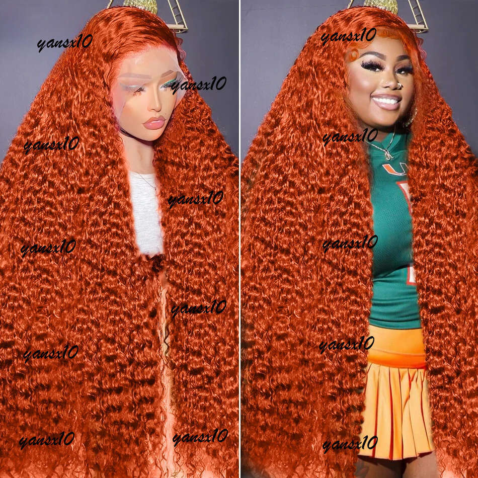 200 Density 350 Orange Ginger Curly Human Hair For Women 13x6 Hd Lace Frontal Deep Wigs Brazilian Water Wave Color Wig