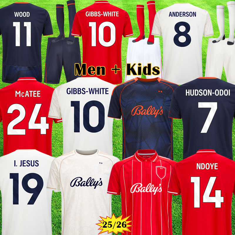 Nottinghams Forest Soccer Jerseys 25 26 JOTA WOOD NFFC Kits MCATEE 2025 026 YATES Forest Awoniyi NDOYE Forest Football Shirt ANDERSON KROVINOVIC Men Kids Uniform