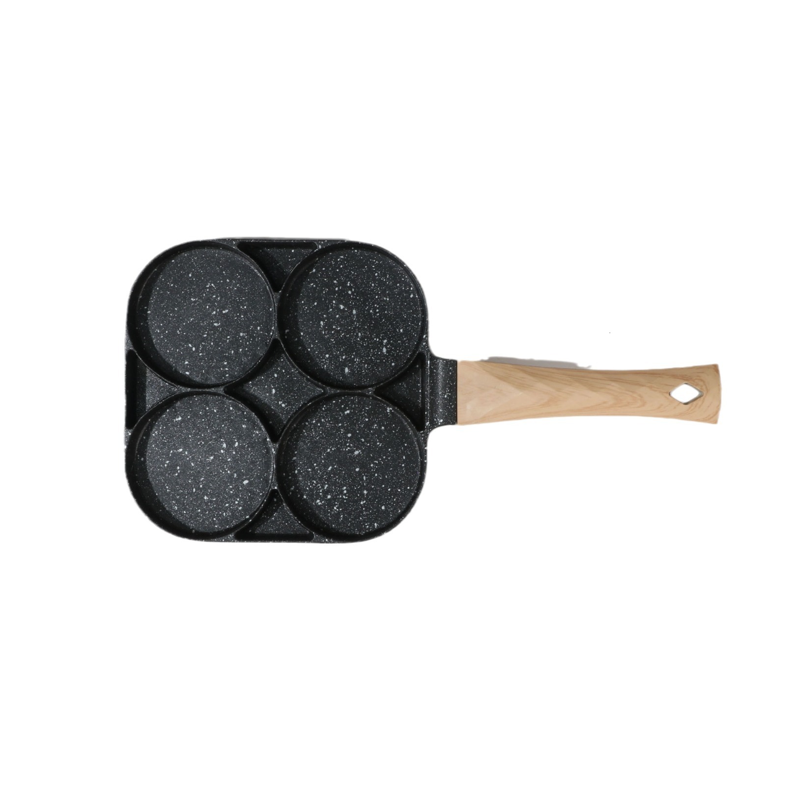 Household Aluminum Alloy Four-Hole Frying Multi-Hole Maifan Stone Non-Stick with Non-Slip Handle Breakfast Egg Pan
