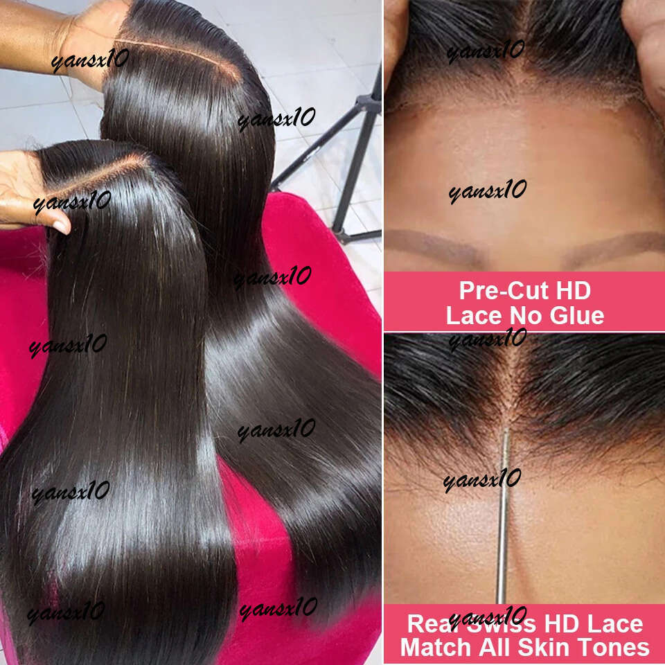 Brazilian Easy Go Glueless Bone Straight HD Transparent Human Hair Closure Wigs 13X4 Lace Frontal Wig for Women