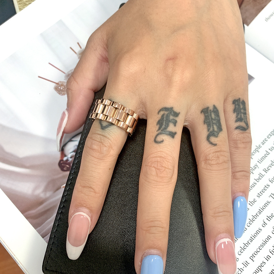Luxury Brand Designer Jewelry Personalized Titanium Steel Chain Ring Retro Fashion Versatile Stylish Index Finger Ring Hip Hop Disco Band Ring For Men