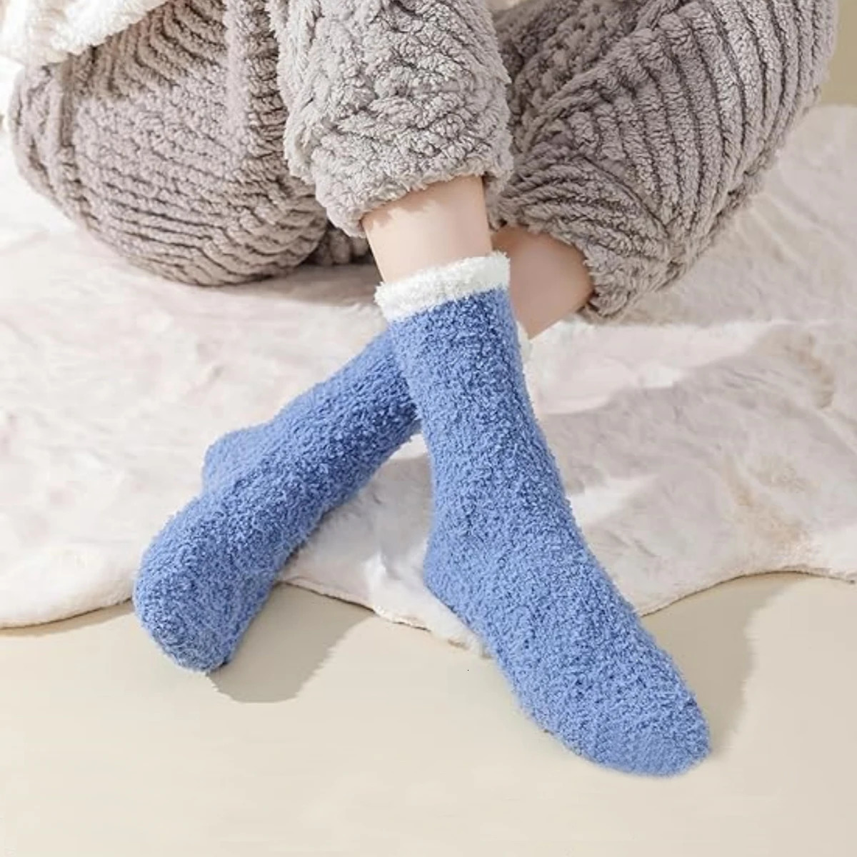 6/12 Pairs of Fuzzy Socks Soft Cozy Fluffy Slipper Winter Warm Plush Socks Christmas Stocking Stuffers Gifts for Women 250829