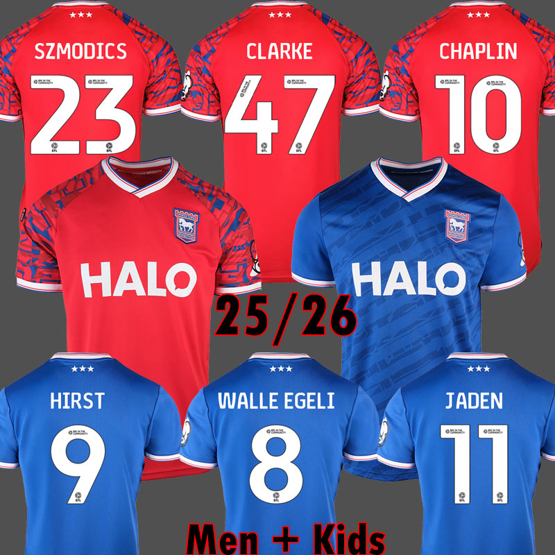 Ipswich Towns Soccer Jerseys 2025 2026 WALLE EGELI ITFC Kit HOME AWAY 3rd HIRST CHAPLIN JADEN CAJUSTE MCATEER Men kids 25 26 football Jersey shirts CLARKE sets 3XL 4XL