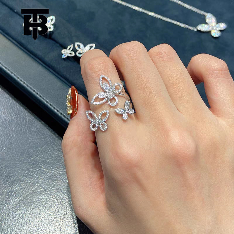 Free Shipping For New Designer Accessories Phantom Butterfly Ring Open Female Index Finger Full Diamond Niche Design Fairy Exquisite Versatile